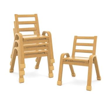 Imagem de Angeles Cadeira NaturalWood Collection de 33 cm, pacote com 4, cadeiras infantis ergonômicas empilháveis para salas de aula e escolas domésticas, assentos flexíveis para sala de aula