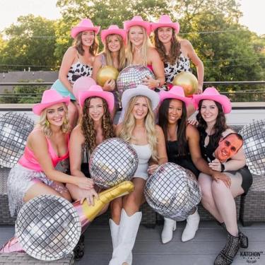 Imagem de Balões espelhados, balões grandes iridescentes para decoração de festa (aniversário, casamento, discoteca, graduação), balões reflexivos brilhantes com fitas amarelas, suprimentos de festa (prata, 6