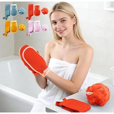 Imagem de Conjunto de 3 peças de esfregão corporal esfoliante, luva de banho e esponja de banho para chuveiro, banho, esfoliante, esfoliante corporal para homens e mulheres