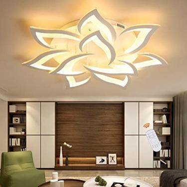 Imagem de Luminária de teto criativa em formato de flores, LED, dimerizável, moderna, com cúpula de acrílico, para sala de estar, quarto, sala de jantar ou quarto infantil, lustre com controle remoto,