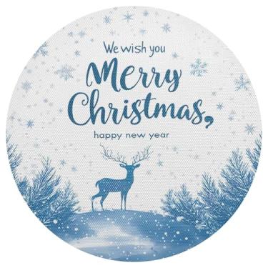 Imagem de xigua Jogo americano redondo para árvore de Natal, conjunto de 1, tapete de mesa redondo antiderrapante resistente ao calor, tapetes de mesa de 48 cm para decoração de cozinha, jantar e festa