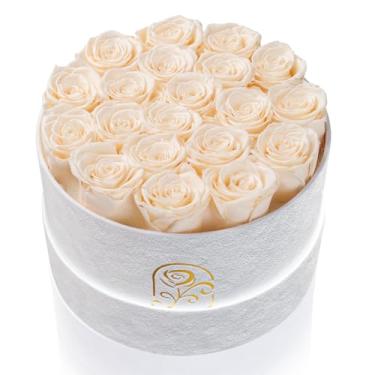 Imagem de Presentes para mulheres, caixa de flores de rosas preservadas, caixa de veludo de luxo com 20 rosas, flores preservadas, presente romântico para ela, esposa, namorada, aniversário, aniversário de