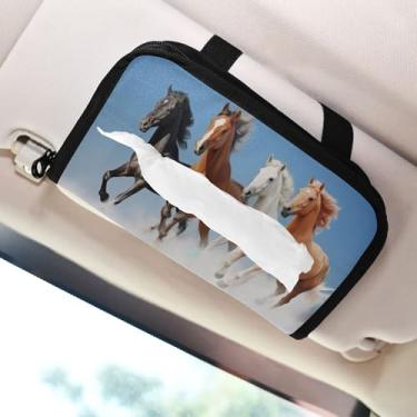 Imagem de SEHANY Suporte de lenços de carro Majestic Horse, caixa de lenços para carro, viseira solar, porta-guardanapos retangular, dispensador de máscara de carro, caixa de lenços de papel para automóveis