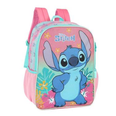 Imagem de Mochila Escolar Infantil Stitch e Angel Tropical Glitter Original Luxc