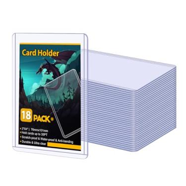 Imagem de 18 capas de cartão de plástico rígido, porta-cartões Sooez 35PT, protetor de cartão de beisebol de 7,6 cm x 10 cm, estojo rígido para cartas de jogos colecionáveis, cartões de futebol esportivo de