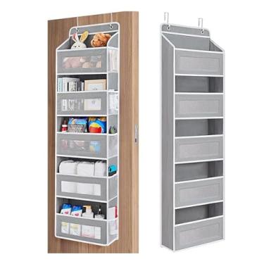 Imagem de ANIS·KEAAR Organizador para pendurar sobre a porta, 5 prateleiras de armário com 10 bolsos de malha, para quarto, banheiro, despensa, berçário (cinza)