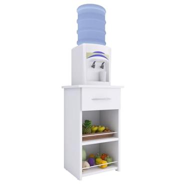 Imagem de Suporte para Purificador de Água com Gabinete, 68 x 36 x 30 cm, Branco, 2 Prateleiras e Gaveta