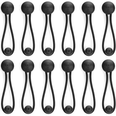 Imagem de 12 maçanetas de lona de amarrar para puxar para baixo, clipe de corda de choque elástico com maçanetas, para barco marinho, iate, caminhão, carro, trailer, barracas de acampamento, coberturas de toldo