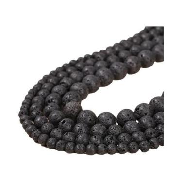 Imagem de Contas Redondas De Pedra Vulcânica Natural Preta 4-12mm, Espaçadores S