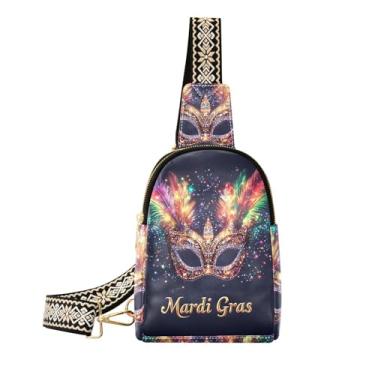 Imagem de CEBUGI Máscara de carnaval pequena bolsa tiracolo feminina de couro, pochete transversal para trilhas, viagens ao ar livre