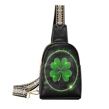 Imagem de CEBUGI Bolsa tiracolo feminina St.patricks Day Clover pequena bolsa tiracolo de couro para trilhas, viagens ao ar livre