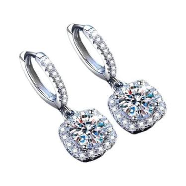 Imagem de Brincos Femininos De Moissanite 1ct VVS D, Banhados a Ouro 18K Sobre P