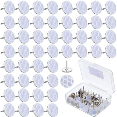 Imagem de Tachinhas refletivas Hecila para marcação de trilhas, 1 cm, grande aderência refletiva para trilha, 50 peças, com caixa de armazenamento, pregos de metal de aço inoxidável, marcador de estrada para