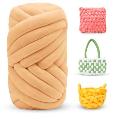 Imagem de LEREATI Fio grosso grosso para tricô de braço fio de tubo jumbo macio e grosso, fio de veludo para bolsas de crochê, tricô à mão, tapetes de cama para animais de estimação, travesseiros, artesanato