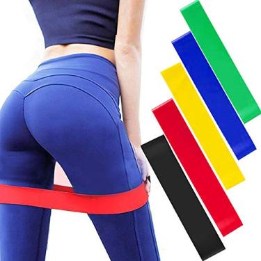 Imagem de 5PCS Bandas de Exercícios para Quadril e Perna Loops Stretch Yoga Academia Treino Straps Fitness Treinamento em Casa Esc
