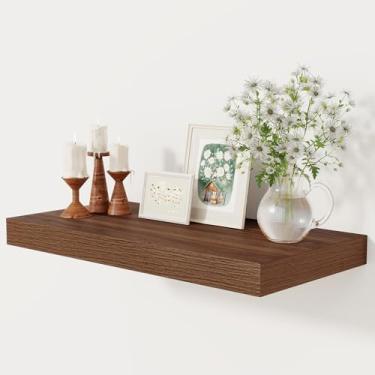 Imagem de Prateleiras flutuantes profundas de 30 cm, prateleira flutuante para livros, 60 x 30,5 cm, prateleiras profundas de madeira rústica para armazenamento e exibição doméstica, prateleiras espessas de 5