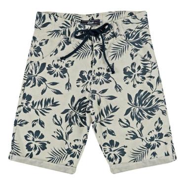 Imagem de Bermuda Look Jeans Linho Estampada Bege - BEGE - 10-Masculino