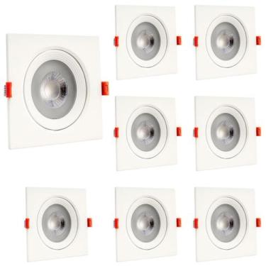 Imagem de Kit 8 Spot Led Quadrado Branco Quente 3000K 12W Bivolt - Iluminação In