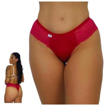 Imagem de Kit 10 Calcinhas tanga fio poliéster Maravilha laterais de renda femin