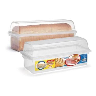 Imagem de Kit 2 Porta Pão Armazena e Conserva Transparente 35x14Cm - Nitron
