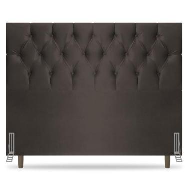 Imagem de Cabeceira Cama Box Casal Queen Size Madrid 160cm Suede Marrom - Desk D