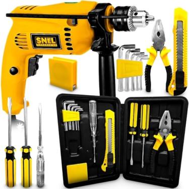 Imagem de Furadeira Parafusadeira Impacto 500W Com Kit Jogo Ferramentas Maleta 11 Peças