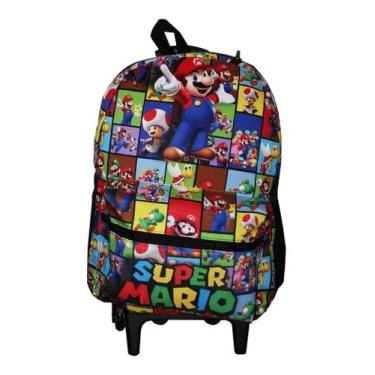 Imagem de Mochila Mario Bros Infantil Masculina Rodinhas Escolar Aulas - Gac Var