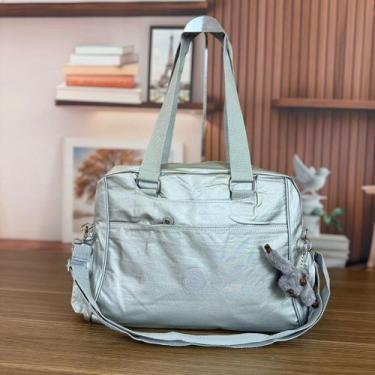 Imagem de Bolsa Mala de Mão Feminina Grande Metalizada com Alça Viagem Academia 