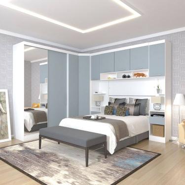 Imagem de Quarto de Canto Casal com Guarda Roupas com Espelho e Mesas de Cabeceira Alpes Luciane Moveis