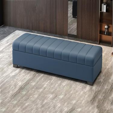 Imagem de Banco de armazenamento moderno para sala de estar com almofada, banco para quarto na extremidade da cama, banco de entrada com armazenamento, banco para entrada da porta da frente, banco de sapatos