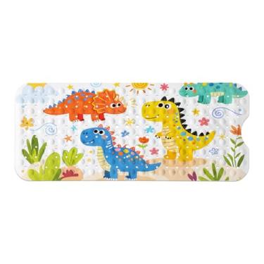 Imagem de Tapete de banheira infantil, tapete de banho antiderrapante para crianças e crianças, dinossauros de desenho animado, antiderrapante, tapete de segurança para banheira com ventosas fortes, tapete de