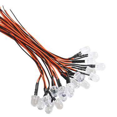 Imagem de EDGELEC 30 peças de luzes LED laranja de 12 volts 10 mm com diodos emissores de diodos pré-cabeados 20.1 cm DC 12v luz LED lente clara pequenas lâmpadas LED