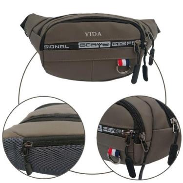 Imagem de Pochete masculina bolsa cintura motoqueiro multiuso - Yida, Cinza clar