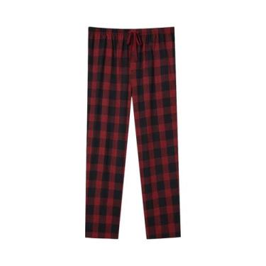 Imagem de Calças De Pijama Masculinas Em Flanela Xadrez Para Outono E Inverno, C