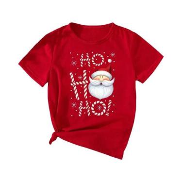 Imagem de Camiseta Gráfica De Natal Para Mulheres Com Estampa De Papai Noel, Est