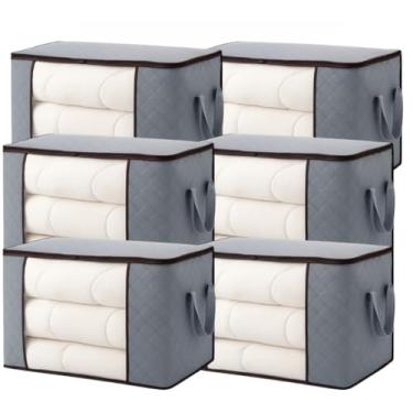 Imagem de Kit 3/6 Pecas Caixas Organizadoras Roupas Calçados Cobertas TNT Tampa Ecológico Anti-Poeira Multiuso(6 CESTO C/TAMPA)