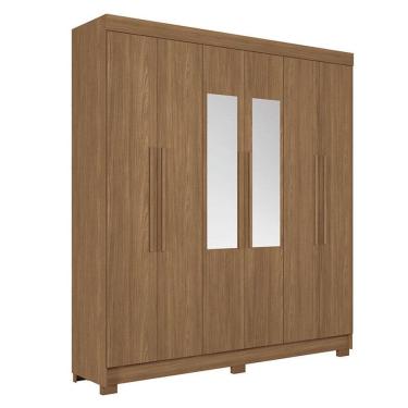 Imagem de Guarda Roupa Casal 6 portas Toledo com espelho Jatobá - Santos Andirá