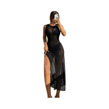 Imagem de Maiô feminino de cor sólida sem mangas para saída de banho para uso di