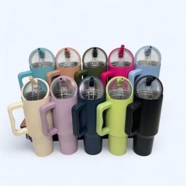 Imagem de Copo Térmico TR-018 1200ml Inox com Canudo, Alça, Tampa 40oz, com Bico