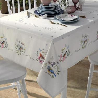 Imagem de Toalha Mesa Quadrada 8 Lugares Dohler Impermeavel Jardim Bege