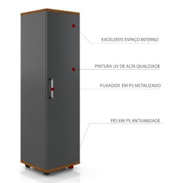 Imagem de Armário Organizador Multiuso para Cozinha, Lavanderia, Sapateira - Móveis Multiuso com 1 Porta e 2 Prateleiras(Cinza Freijó)