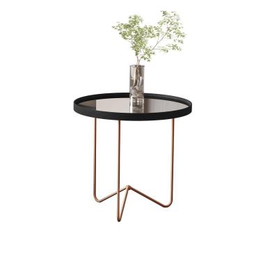 Imagem de Mesa Lateral Alamanda Preto Pe Bronze - Moveis Jb