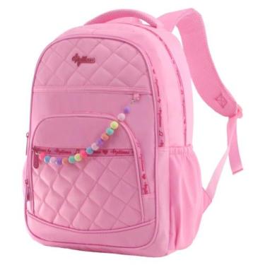Imagem de Mochila Escolar Juvenil Faculdade Feminina Impermeável Cor Rosa-claro 
