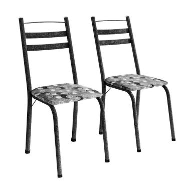 Imagem de Conjunto Com 2 Cadeiras Tubular Itália Preto Craquelado-folha Artefamol Craqu Dark