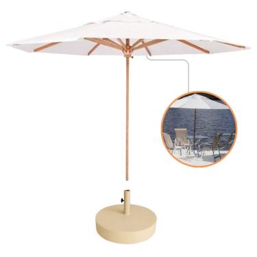 Imagem de Guarda Sol Ombrelone 3,00m + Base 40kg Para Praia Piscina Jardim Branco