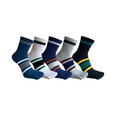 Imagem de Meias De Algodão Coloridas E Respiráveis Com Cinco Dedos, 5 Pares, Mas