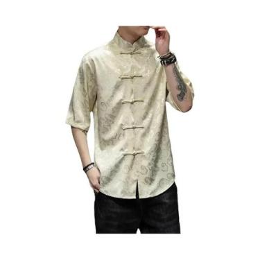 Imagem de Camisa Masculina plus Size De Manga Curta Estilo Dragão Kung Fu, Elega