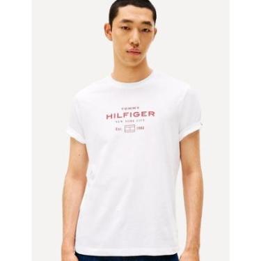 Imagem de Camiseta Tommy Hilfiger Masculina Center New Stack Branca-Masculino