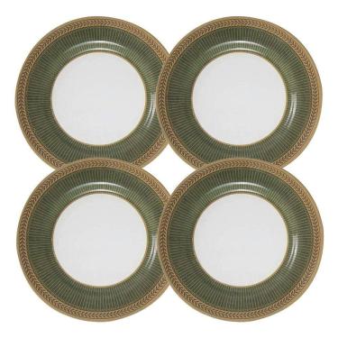 Imagem de Jogo 4 Pratos De Sobremesa Celebrate Verde Cerâmica Alleanza 20cm