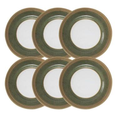 Imagem de Jogo 6 Pratos De Sobremesa Celebrate Verde Cerâmica Alleanza 20cm